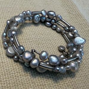 Silpada Bracelet Pearl Spiral Twist Silvery Tones - New